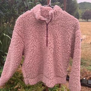 youth large fluffy quarter zip jacket